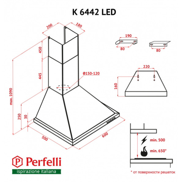 Вытяжка Perfelli K 6442 BL LED -
Фото 4 Вытяжка Perfelli K 6442 BL LED -
Фото 4