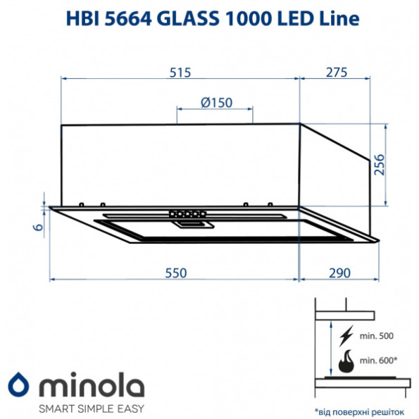 Вытяжка Minola HBI 5664 BL GLASS 1000 LED Line -
Фото 5 Вытяжка Minola HBI 5664 BL GLASS 1000 LED Line -
Фото 5