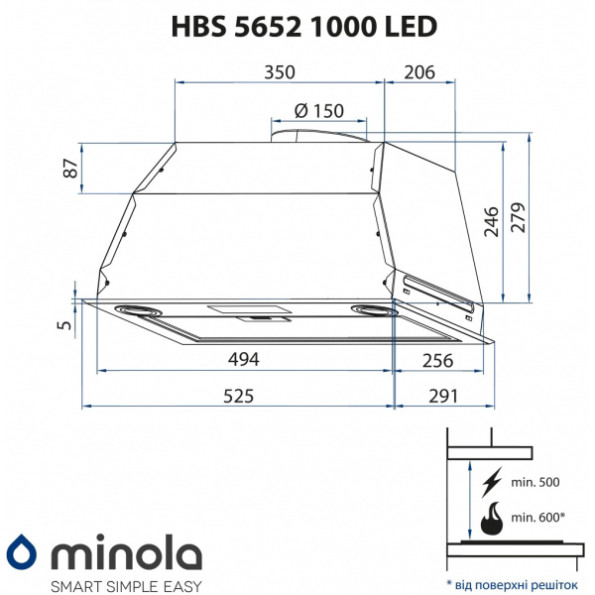 Вытяжка Minola HBS 5652 WH 1000 LED -
Фото 5 Вытяжка Minola HBS 5652 WH 1000 LED -
Фото 5