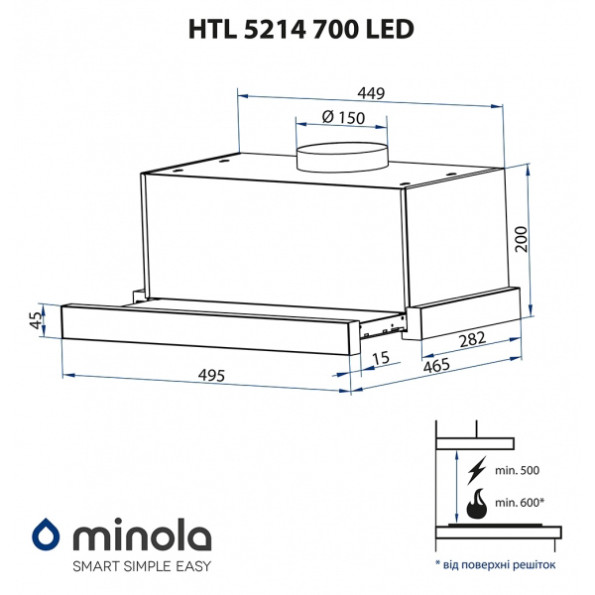 Вытяжка Minola HTL 5214 WH 700 LED -
Фото 4 Вытяжка Minola HTL 5214 WH 700 LED -
Фото 4
