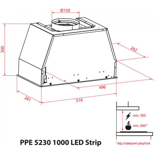 Вытяжка Weilor PPE 5230 SS 1000 LED Strip -
Фото 5 Вытяжка Weilor PPE 5230 SS 1000 LED Strip -
Фото 5