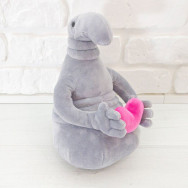 Мягкая игрушка Ждун с сердцем 21см серого цвета