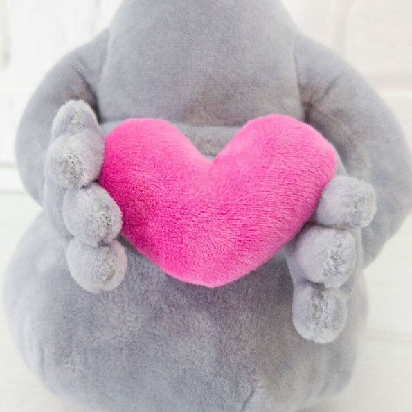 Мягкая игрушка Ждун с сердцем 21см серого цвета -
                                                        Фото 2