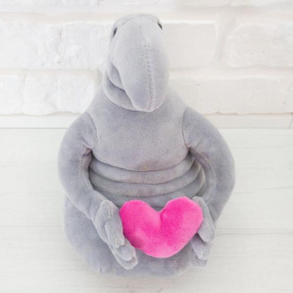 Мягкая игрушка Ждун с сердцем 21см серого цвета -
                                                        Фото 4
