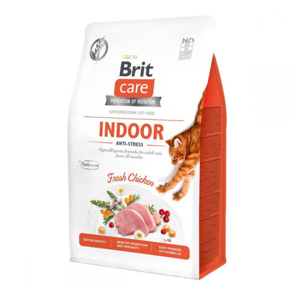 Brit Care Cat Grain-Free Indoor Anti-Stress сухий корм для котів, що мешкають у приміщенні, 2 кг Brit Care Cat Grain-Free Indoor Anti-Stress сухий корм для котів, що мешкають у приміщенні, 2 кг