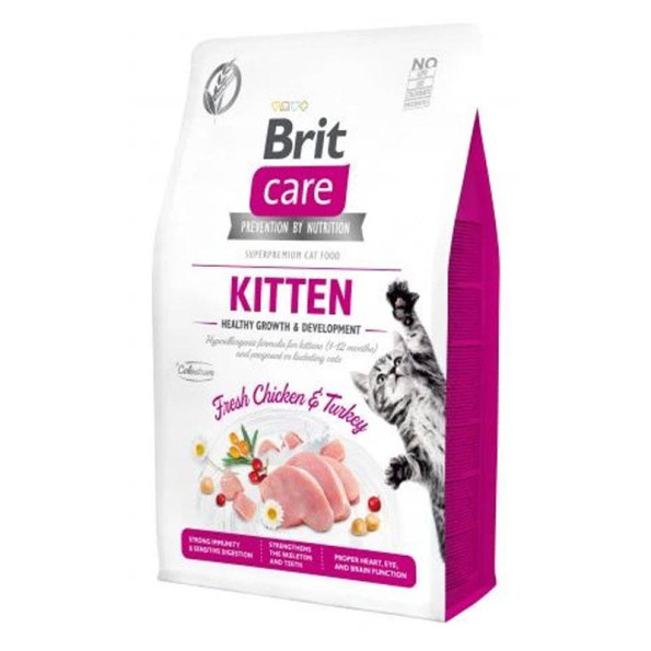 Brit Care Cat Grain Free Kitten Growth and Development сухой корм с курицей и индейкой для котят 2 кг