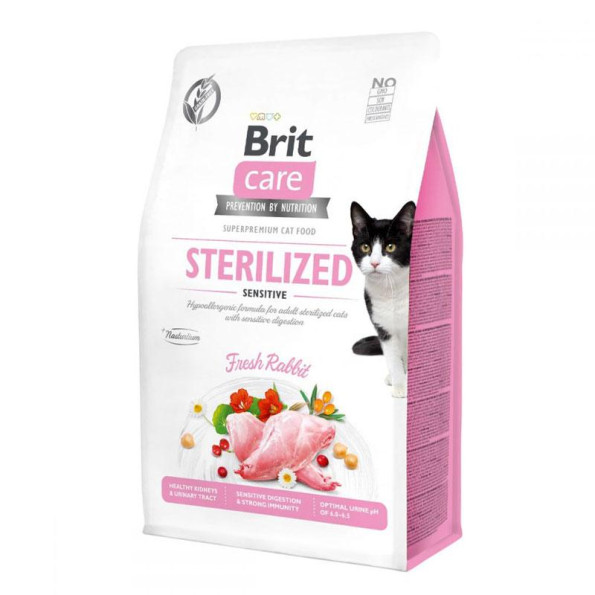Brit Care Cat Grain-Free Sterilized Sensitive корм для стерилизованных котов с чувствительным пищеварением 2 кг