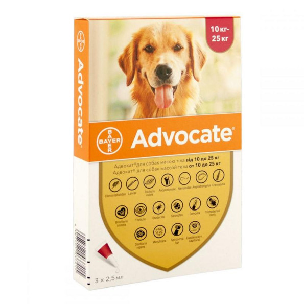 Advocate (Адвокат) капли от блох и клещей для собак 10 - 25кг