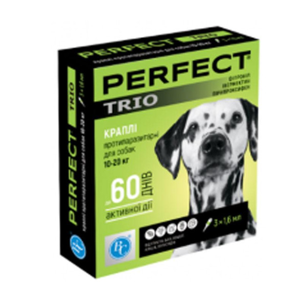 Перфект Trio краплі для собак від бліх і кліщів до 4 кг 0,6 мл