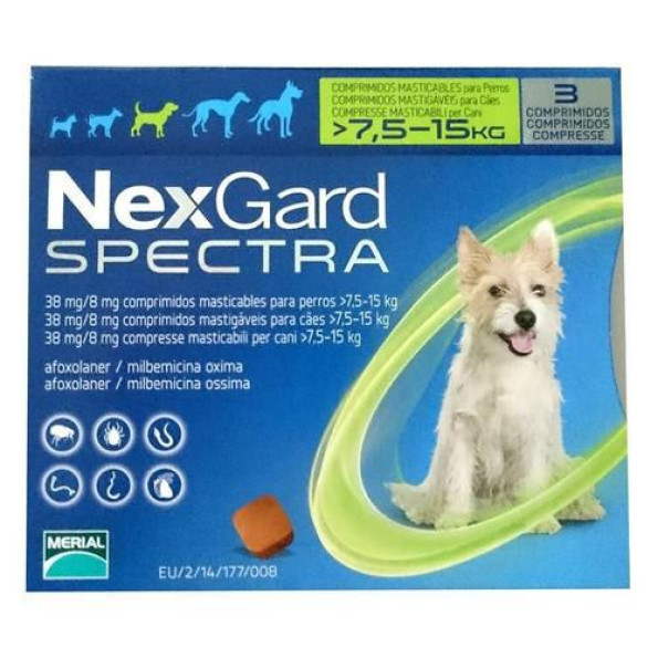 Nexgard Spectra (Нексгард Спектра) - таблетки для собак от блох и клещей M 7,5-15кг 1 таблетка