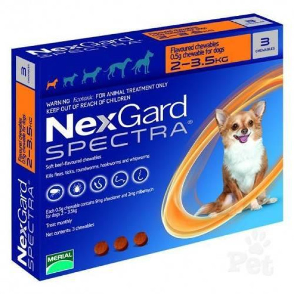 Nexgard Spectra (Нексгард Спектру) - таблетки для собак від бліх і кліщів XS 2-3,5 кг 1 таблетка Nexgard Spectra (Нексгард Спектру) - таблетки для собак від бліх і кліщів XS 2-3,5 кг 1 таблетка