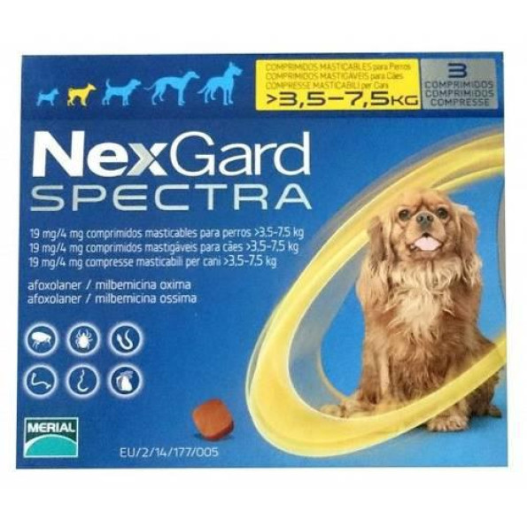 Nexgard Spectra (Нексгард Спектра) - таблетки для собак от блох и клещей S 3,5-7,5кг 3 таблетки