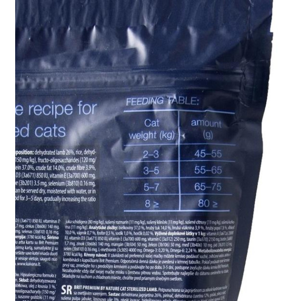 Brit Premium by Nature Cat Sterilized Lamb Сухой корм для стерилизованных кошек с ягненком 1,5 кг -
                                                        Фото 5