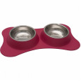 Миска метал на силіконовій підставці 2х240 мл М151 Малинова