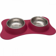 Миска метал на силіконовій підставці 2х240 мл М151 Малинова