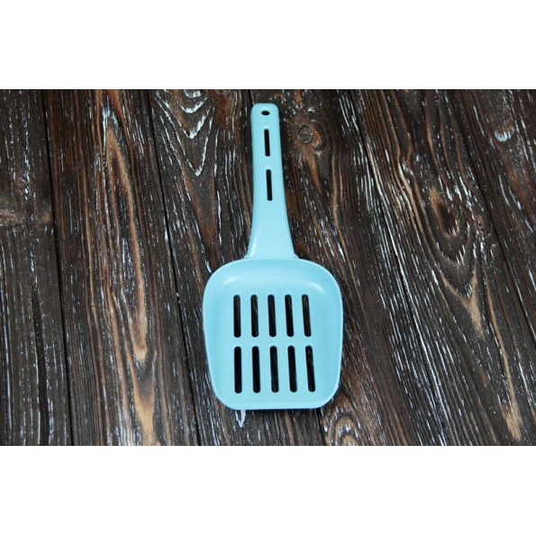 Туалет для кошек высокий борт с лопаткой бирюза 65х46х20 см -
                                                        Фото 2