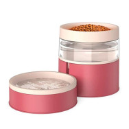 Автопоїлка з мискою 14х14х27 см Рожево-бордова Автопоїлка з мискою 14х14х27 см Рожево-бордова