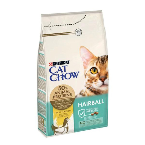 Cat Chow Hairball Control сухой корм для кошек против образования шерстяных комком в пищеварительном тракте с курицей 1,5 кг