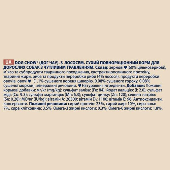 Dog Chow Sensitive Adult 1+ сухой корм для собак с чувствительным пищеварением с лососем 2,5 кг -
Фото 4 Dog Chow Sensitive Adult 1+ сухой корм для собак с чувствительным пищеварением с лососем 2,5 кг -
Фото 4