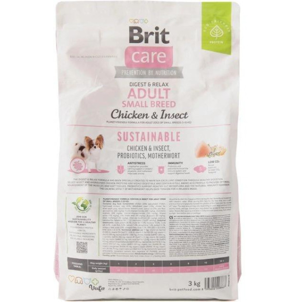 Корм для собак малих порід Brit Care Dog Sustainable Adult Small Breed з куркою й комахами 1кг -
                                                        Фото 2
