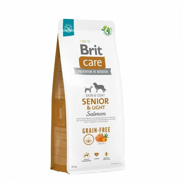 Brit Care Dog Grain-free Senior Light - Сухий беззерновий корм із лососем для літніх собак усіх порід 12 кг