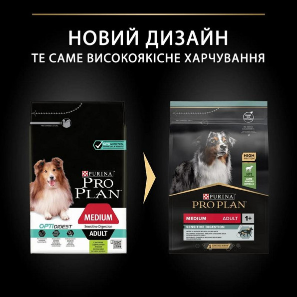 Purina Pro Plan Medium Sensitive Сухой корм для взрослых собак средних пород с чувствительным пищеварением 3 кг -
                                                        Фото 3