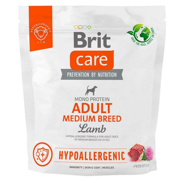 Brit Care Dog Hypoallergenic Adult Medium Breed Сухой корм для собак средних пород гипоаллергенный с ягненком 1 кг