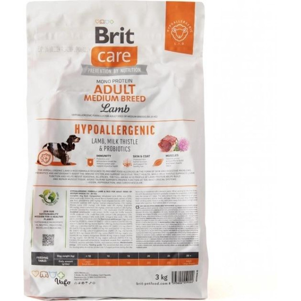 Brit Care Dog Hypoallergenic Adult Medium Breed Сухой корм для собак средних пород гипоаллергенный с ягненком 12 кг -
                                                        Фото 2