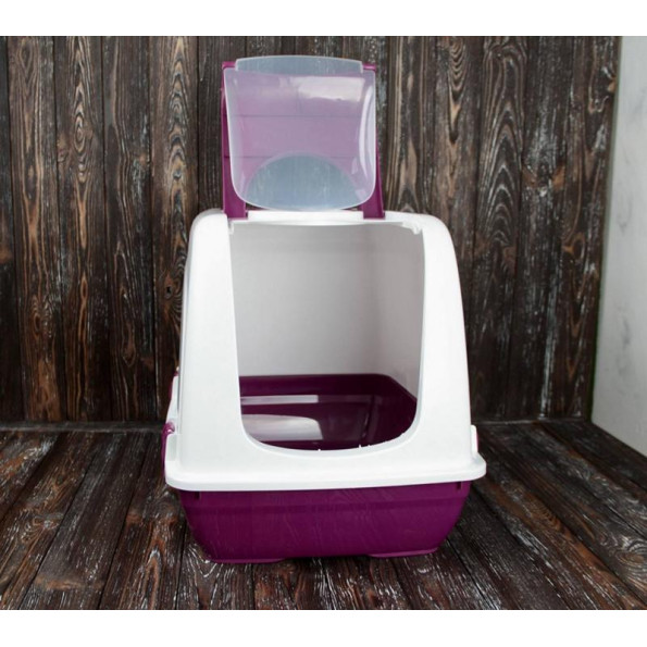 Туалет для котов будка 50х37х40 см Розовый -
                                                        Фото 2