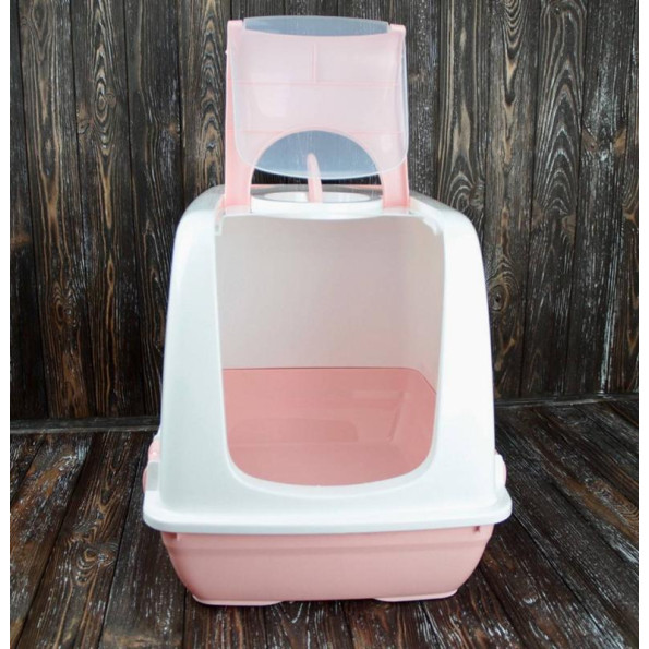 Туалет для котов будка 50х37х40 см Розовый -
                                                        Фото 3