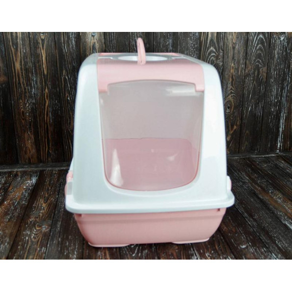 Туалет для котов будка 50х37х40 см Розовый -
                                                        Фото 5