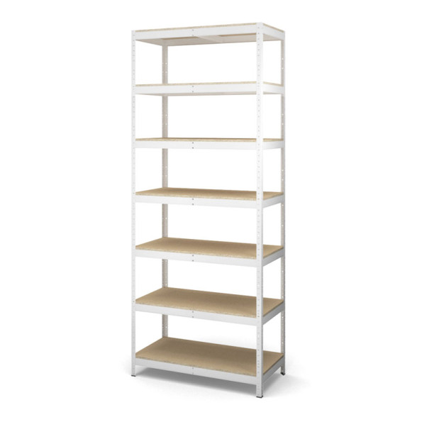 Стеллаж металлический 280х110х40 см БЕЛЫЙ 7 полок из ДСП ХАРДИ-ПРО-18621 для дома, магазина, склада -
                                                        Фото 2