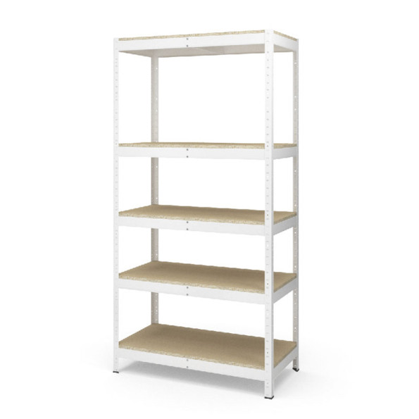 Стеллаж металлический 280х120х100 см БЕЛЫЙ 5 полок из ДСП ХАРДИ-ПРО-18715 для дома, магазина, склада -
                                                        Фото 2