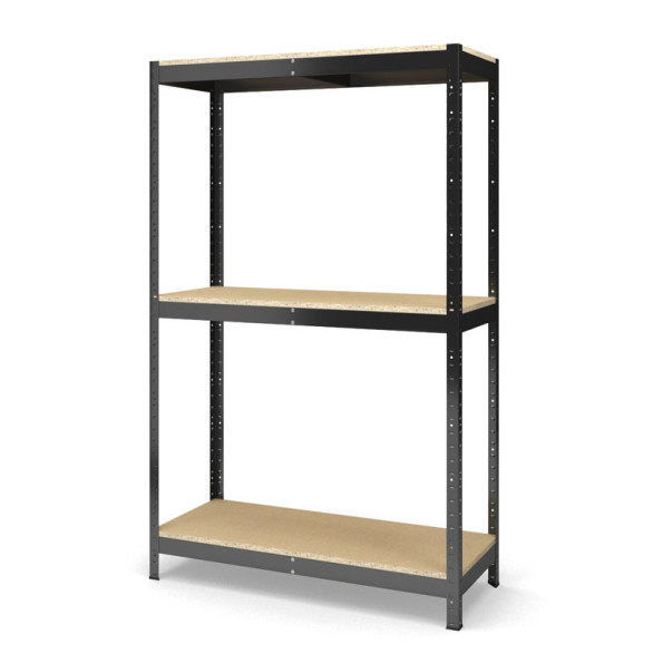 Стеллаж металлический 100х140х40 см ЧЕРНЫЙ 3 полки из ДСП ХАРДИ-ПРО-19688 для дома, магазина, склада -
                                                        Фото 2