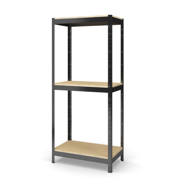 Стеллаж металлический 160х90х70 см ЧЕРНЫЙ 3 полки из ДСП ХАРДИ-ПРО-20474 для дома, магазина, склада -
                                                        Фото 2