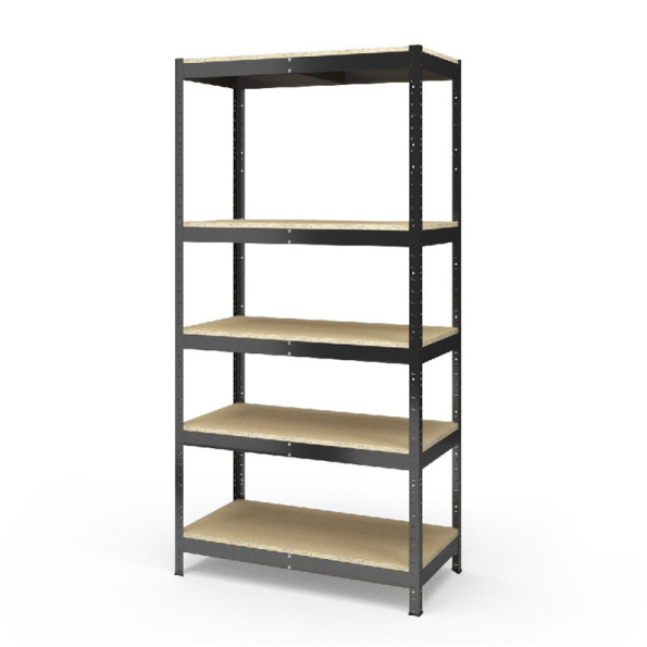 Стеллаж металлический 250х130х45 см ЧЕРНЫЙ 5 полок из ДСП ХАРДИ-ПРО-22093 для дома, магазина, склада -
                                                        Фото 2
