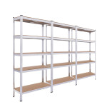 Комплект из трех стеллажей металлических Белый 5 полок МДФ с доставкой БОНА-96 (х3)