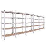 Комплект из пяти стеллажей металлических Белый 5 полок МДФ с доставкой БОНА-96 (х5)