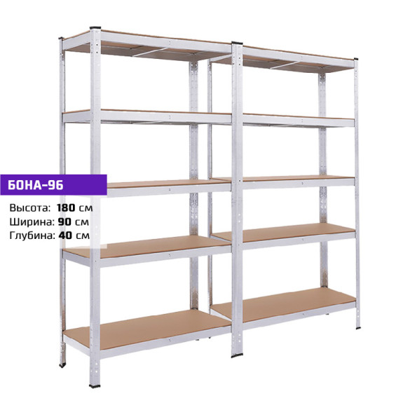 Комплект из двух стеллажей металлических Белый 5 полок МДФ с доставкой БОНА-96 (х2) -
                                                        Фото 2