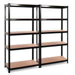 Стелаж металевий ЧОРНИЙ 5 полиць МДФ (Комплект з двох стелажів БОНА-94 з доставкою) БОНА-94(х2)