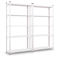 Комплект з двох стелажів металевих Білий 5 полиць з металу з доставкою МІА-116 (х2) Комплект з двох стелажів металевих Білий 5 полиць з металу з доставкою МІА-116 (х2)