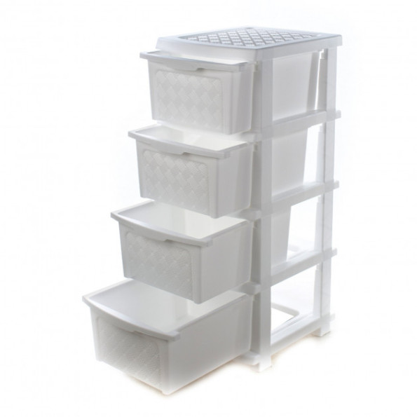 Комод пластиковый 86х40х34 см с выдвижными ящиками белый Компакт плюс -
                                                        Фото 2