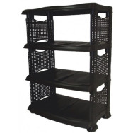 Полиця для взуття РОТАНГ 4 полиці чорна Полиця для взуття РОТАНГ 4 полиці чорна