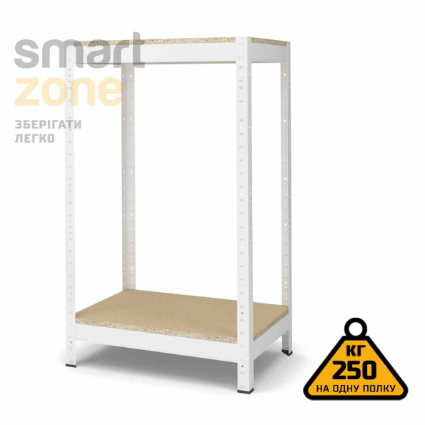 Стелаж металевий 80х100х45 см БІЛИЙ 2 полиці із ДСП ХАРДІ-ПРО-15585 для дому, магазину, складу -
                                                        Фото 2