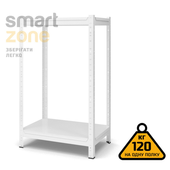 Стеллаж металлический 120х80х45 см БЕЛЫЙ 2 полки из металла ХАРДИ-ПРО-2891 для дома, магазина, склада -
                                                        Фото 2