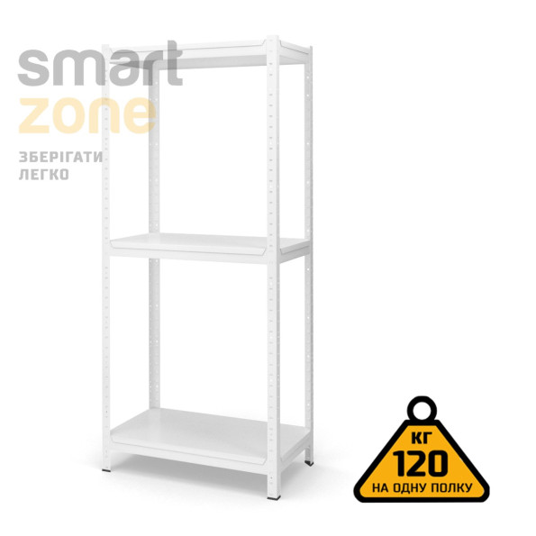 Стеллаж металлический 80х50х50 см БЕЛЫЙ 3 полки из металла ХАРДИ-ПРО-2694 для дома, магазина, склада -
                                                        Фото 2