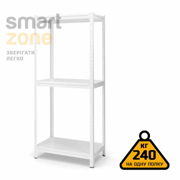 Стеллаж металлический 120х90х30 см БЕЛЫЙ 3 полки из металла ХАРДИ-ПРО-8283 для дома, магазина, склада -
                                                        Фото 2