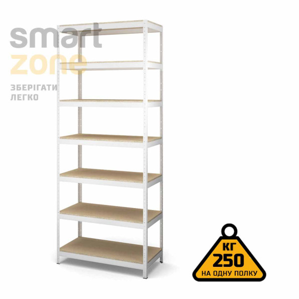 Стелаж металевий 250х100х40 см БІЛИЙ 7 полиць із ДСП ХАРДІ-ПРО-18063 для дому, магазину, складу -
                                                        Фото 2