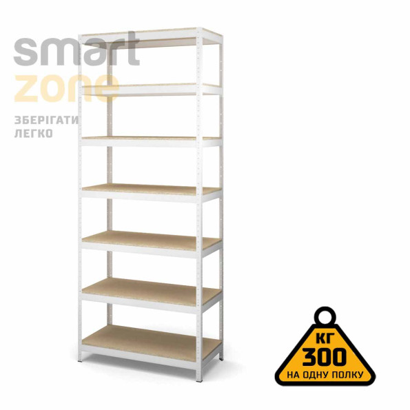 Стеллаж металлический 250х80х80 см БЕЛЫЙ 7 полок из ДСП ХАРДИ-ПРО-29595 для дома, магазина, склада -
                                                        Фото 2