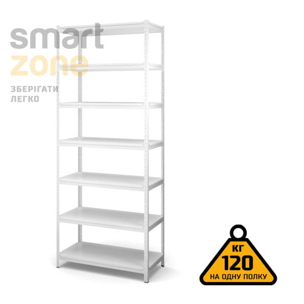 Стеллаж металлический 250х70х40 см БЕЛЫЙ 7 полок из металла ХАРДИ-ПРО-3843 для дома, магазина, склада -
                                                        Фото 3